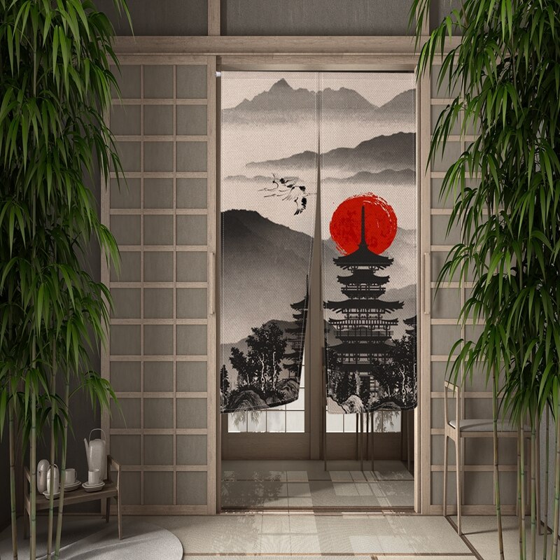 

Льняные занавески Curatin Doorway Fuji Red Sun