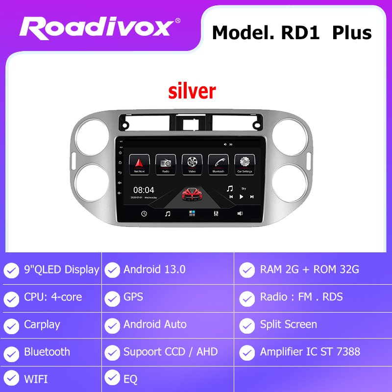

Автомобильная радиостанция Roadivox Android для Volkswagen Tiguan 1 NF 2006 2016, GPS-навигация, видео, мультимедийный плеер, магнитофон без DVD