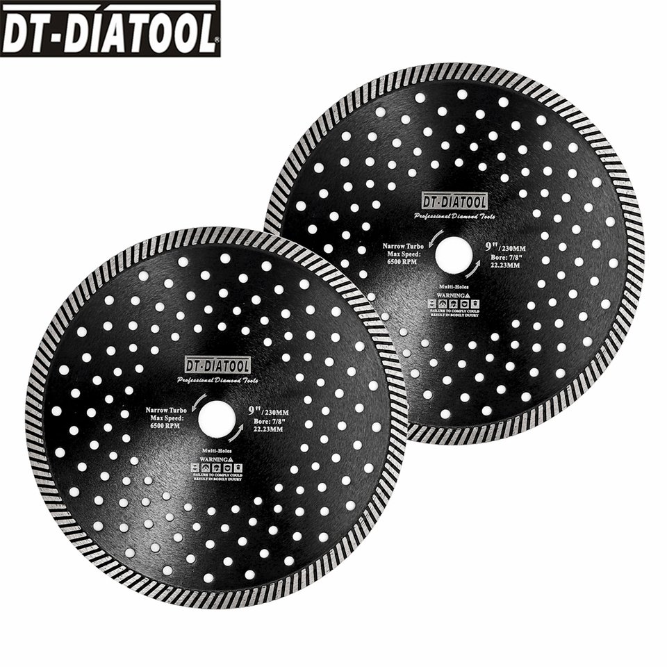 

DT-DIATOOL 2 шт. 230 мм/9 дюймов алмазные горячепрессованные узкие турбо диски режущие диски для гранита мрамора камня пильные диски