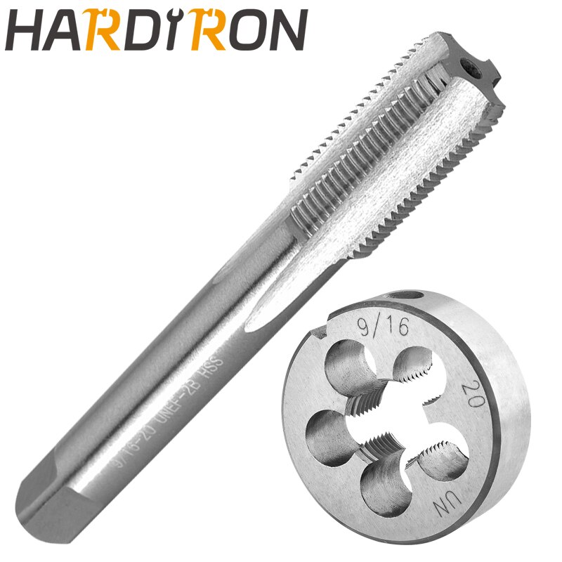 

Набор кранов и штампов для правой руки Hardiron 9/16-18 9/16-20 9/16-24 9/16-28 9/16-32, резьбовые краны из быстрорежущей стали и круглые штампы