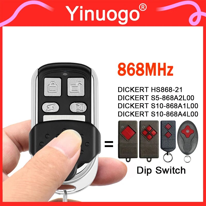

Для DICKERT S10-868A1L00 S10-868A4L00 S5-868A2L00 HS868-21 868MHz Dip переключатель для гаражной двери с дистанционным управлением, ручной передатчик