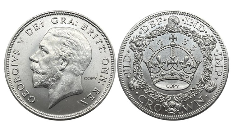 

Копия серебряной монеты Великобритания 1933 год Корона Георг V