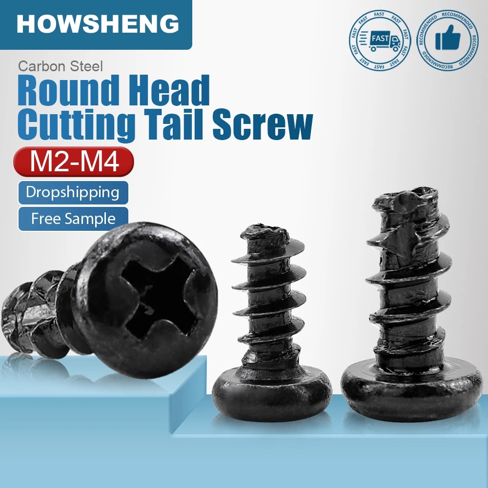 

HOWSHENG 40-200 шт. крестообразный круглый режущий хвост Самонарезающий винт M2 M2.3 M2.6 M3 M3.5 M4 M5 Винты Phillips из углеродистой стали