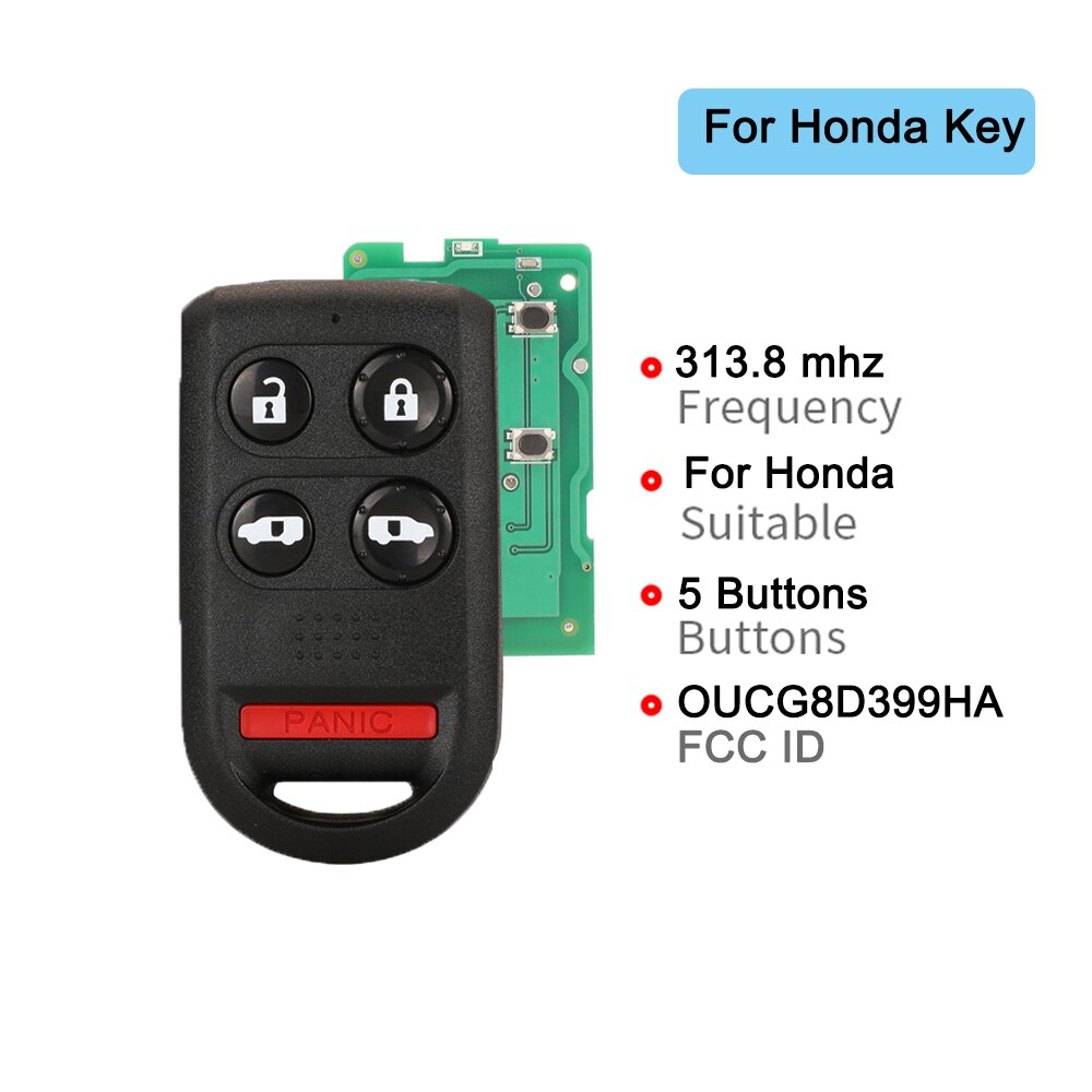 

Пульт дистанционного управления YIQIXIN 5/6 Кнопка 313,8 МГц для автомобиля Honda Odyssey EX EXL 2005 2006 2007 2008 2009 2000 2010 OUCG8D399HA бесключевая сигнализация