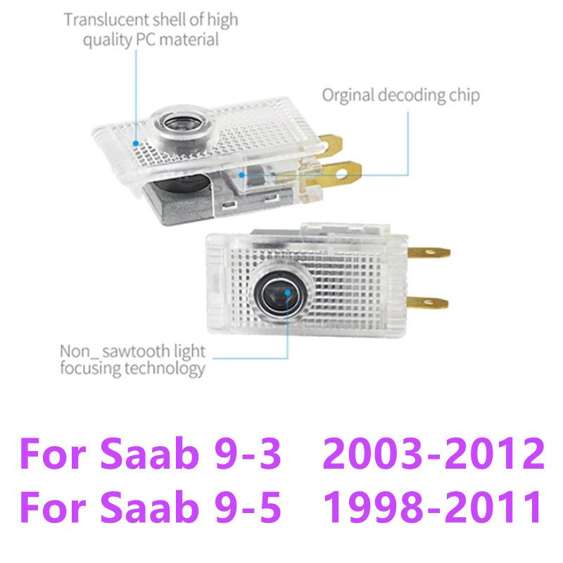 

2 шт., светодиодные аксессуары для дверей автомобиля Saab 93 9-3 2003-2009-2012 Saab 95 9-5 1998-2008-2011
