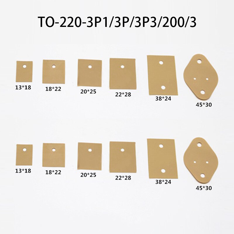 

TO-220-3P1/3P 13/18/20*18/22/25*0,15 мм K10 1,3 Вт термопроводящая оболочка высокого напряжения