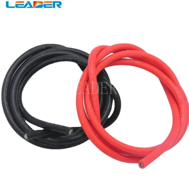 

Высокотемпературный мягкий силиконовый кабель 8AWG/ 10AWG, провод из силикагеля и теплостойкой луженой меди, 1 метр, черный + 1 метр, красный