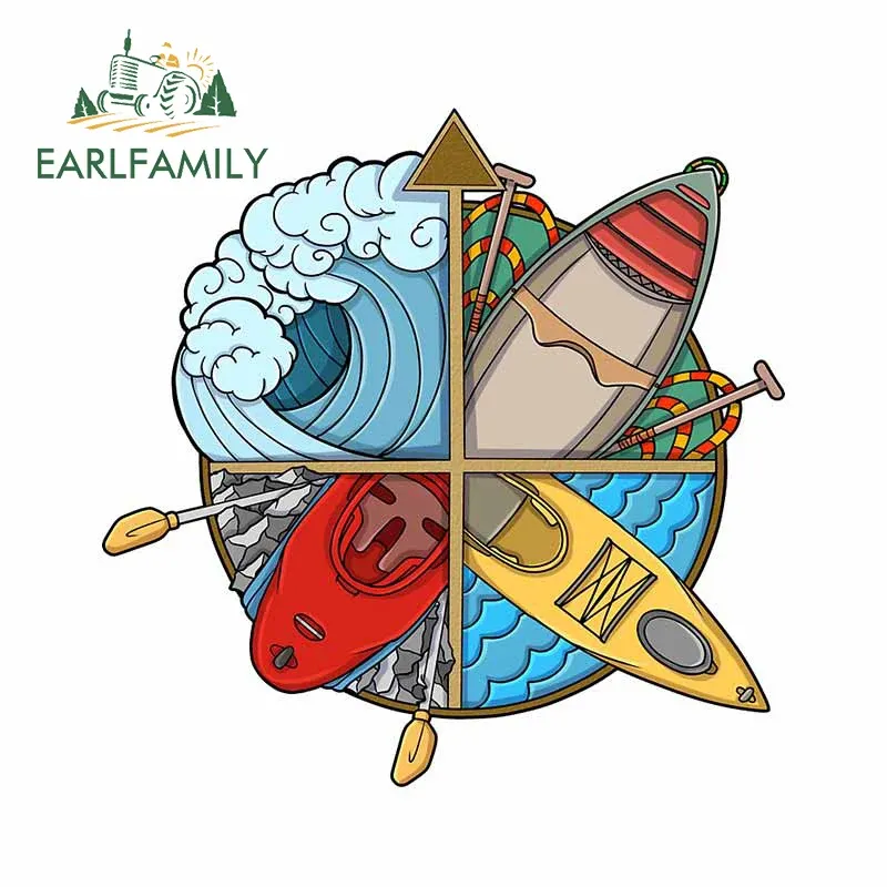 

EARLFAMILY, 13 см x 10,5 см, забавная весло, автомобильная наклейка, индивидуальная искусственная ветровая панель, водонепроницаемая графика с фургоном