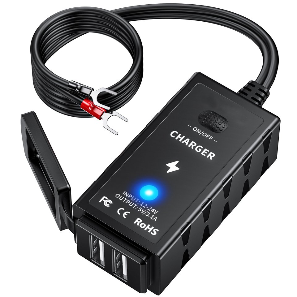 

Extractme 5 В/3,1 А USB-зарядное устройство для мотоцикла, двойная USB-розетка для мотоцикла, 12 В-24 В, водонепроницаемая с переключателем для аксессуаров для мотоциклов