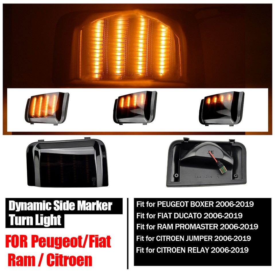 

2x для Peugeot Boxer Fiat Ducato Citroen Relay 2006-Динамический светодиодный указатель поворота, индикатор бокового зеркала, последовательная мигалка