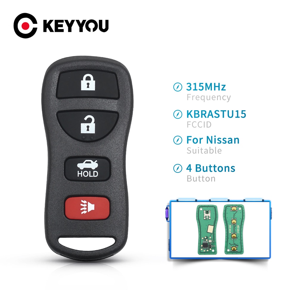 

Пульт дистанционного управления KEYYOU с 4 кнопками, 315 МГц, подходит для Nissan Altima Armada Maxima Sentra Infiniti KBRASTU15