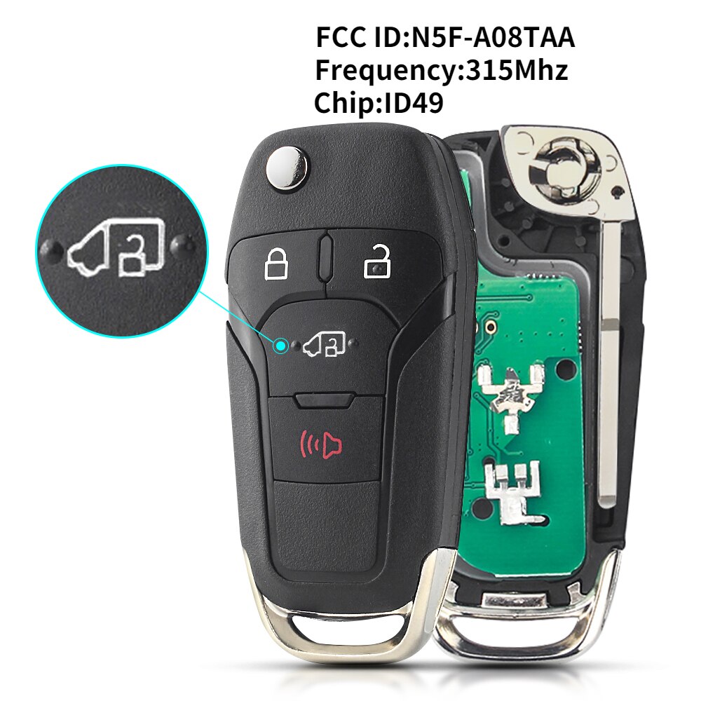 

KEYYOU Автомобильный Дистанционный ключ для Ford S-MAX GALAXY MONDEO Mk2 Mk7 Explorer Ranger ID49 Chip 315Mhz/433Mhz Smart Control HU101 Flip Key