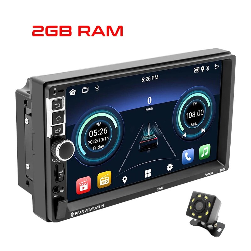 

магнитола для авто 2 Din Android, Carplay, Android-авто, Bluetooth, RDS, GPS-навигация, Wi-Fi, USB, TF, мультимедийный плеер, головное устройство 8802
