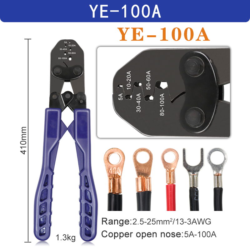 

5A-200A открытый нос OT клеммы 2,5-35 мм ² 13-2AWG OT/UT/SC автомобильный соединитель батареи электрик инструменты YE-100A/200A обжимные плоскогубцы