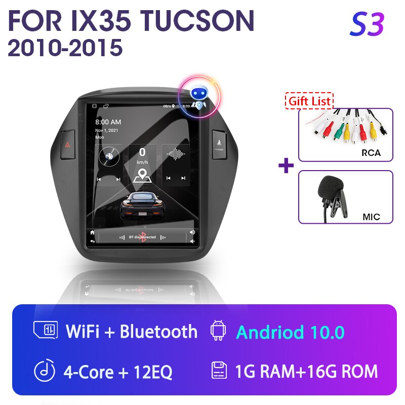 

Мультимедийная магнитола для Hyundai IX35, мультимедийная стерео-система на Android 11, для Hyundai IX35, Tucson, 2009-2015, типоразмер 2 Din