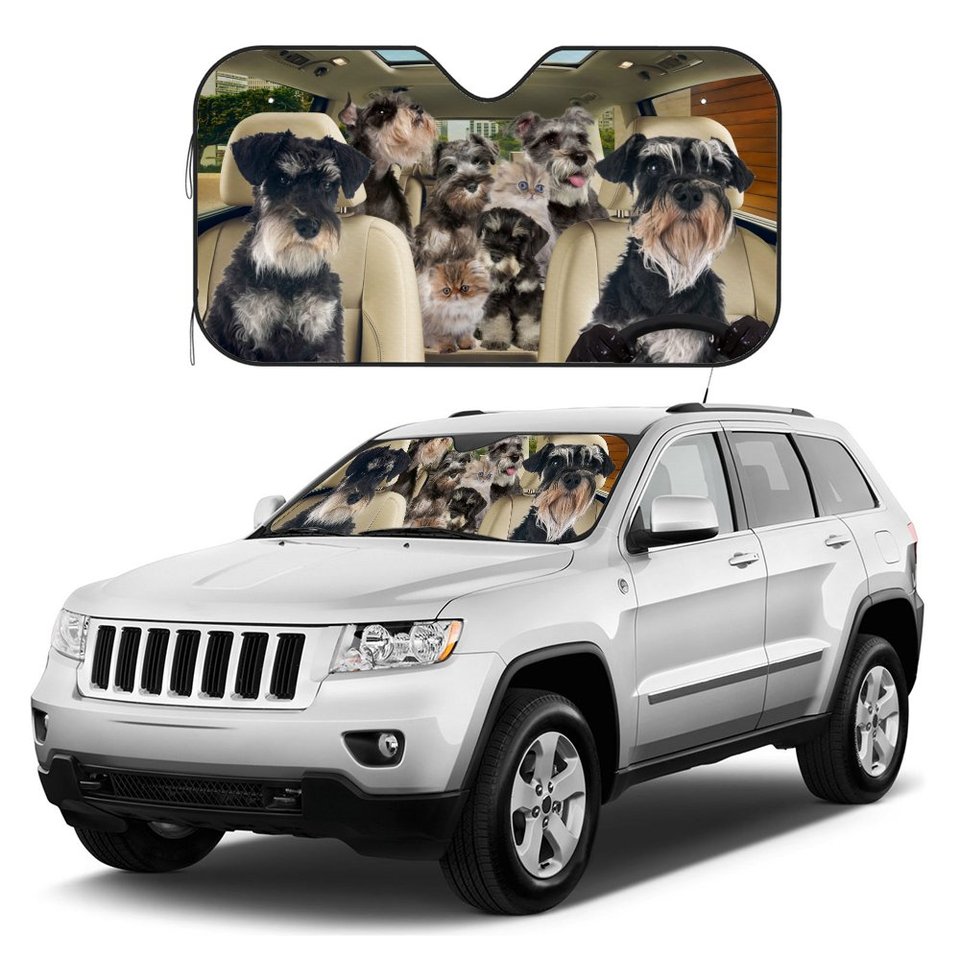 

Солнцезащитный козырек на лобовое стекло в салоне автомобиля Poodle Driving, солнцезащитный козырек Bichon Frise Schnauzer для грузовиков, внедорожников - блоки, защита от ультрафиолетовых лучей