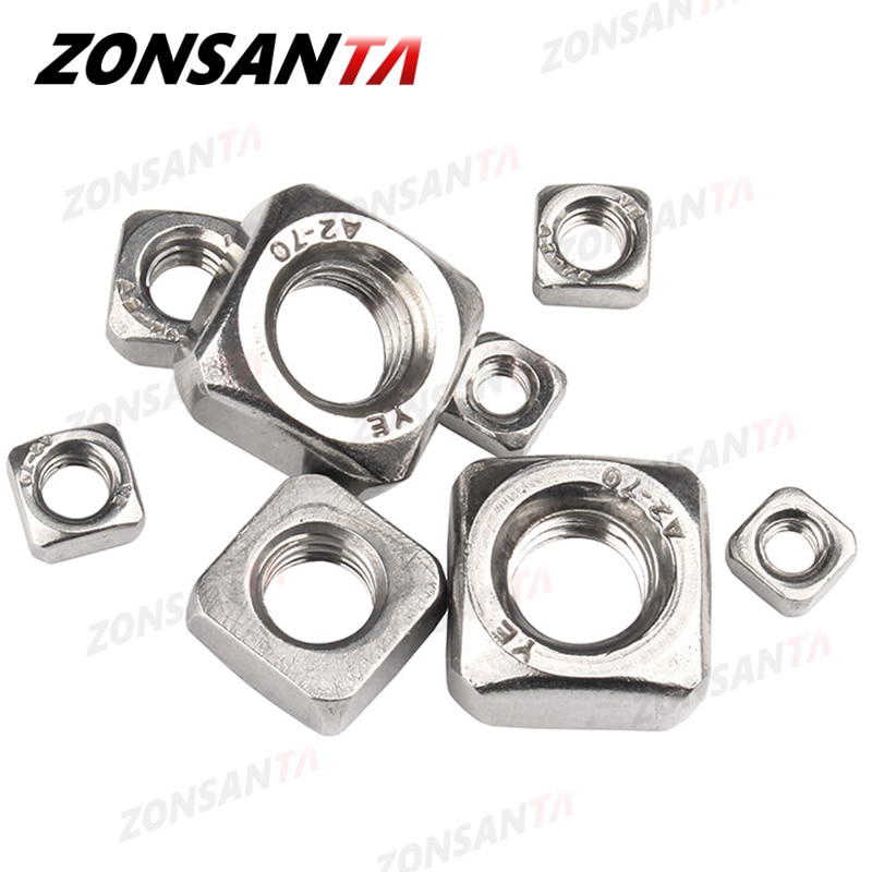 

ZONSANTA Квадратные гайки из нержавеющей стали DIN557 M3 M4 M5 M6 M8 M10 M12
