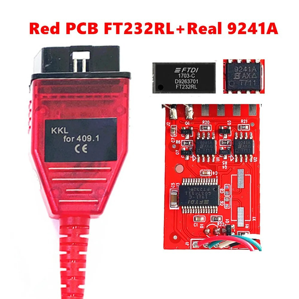 

VAG 409,1 KKL 409 красная печатная плата FTDI FT232RL Real 9241A K line OBD2 Автомобильные диагностические инструменты интерфейсный кабель для VW/Au-di/Skoda/Seat