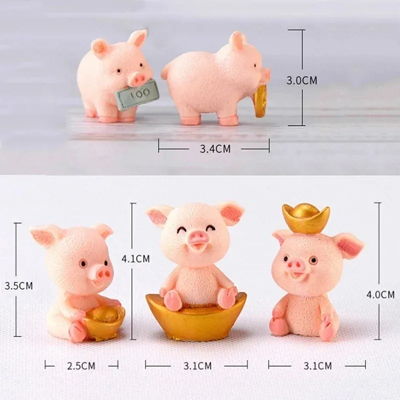 

Миниатюрные фигурки свиней из смолы, 5 шт.