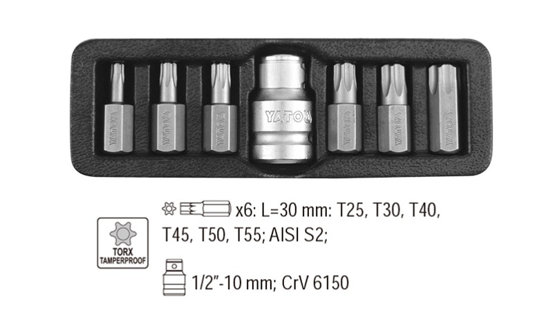 

Набор бит для шуруповерта Tsikan Torx T25-T50 10 мм