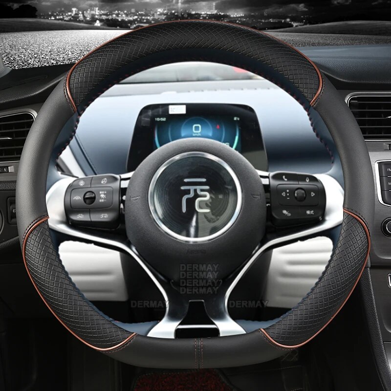 

Для BYD Dolphin Atto3 Atto 3 EV Yuan Plus 2022 2023, кожа из микрофибры, спортивный чехол на руль автомобиля D-образной формы, автоаксессуары