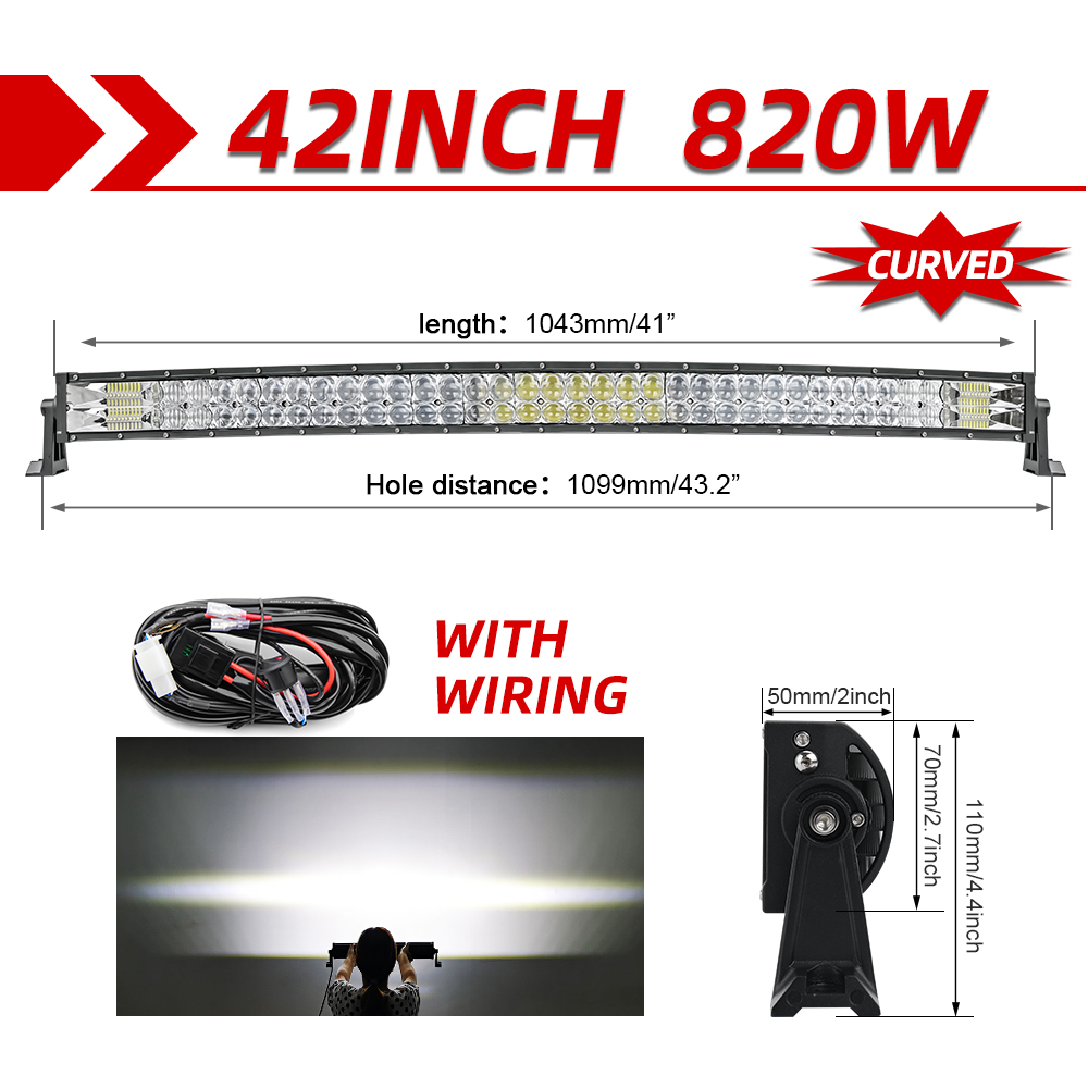 

CO LIGHT 22 32 42 52 дюйма изогнутая светодиодная панель внедорожника для бездорожья 12 В 24 В 2-рядная комбинированная светодиодная панель для трактора Пикап внедорожник ATV Грузовик Автомобиль
