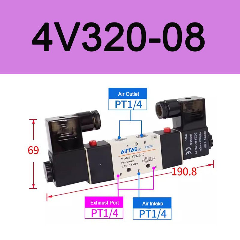 

Пневматический клапан AirTAC 4V120-06 4V220-08 4V320-10 4V420-15