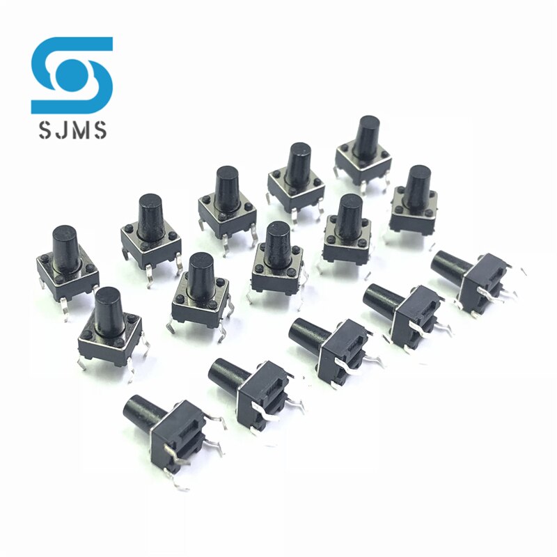 

SJMS 20 шт. 6*6*9 тактовый переключатель, кнопка DIP 4 Pin тактильная Кнопка 6x6x9, сенсорная кнопка, тактильный переключатель сброса