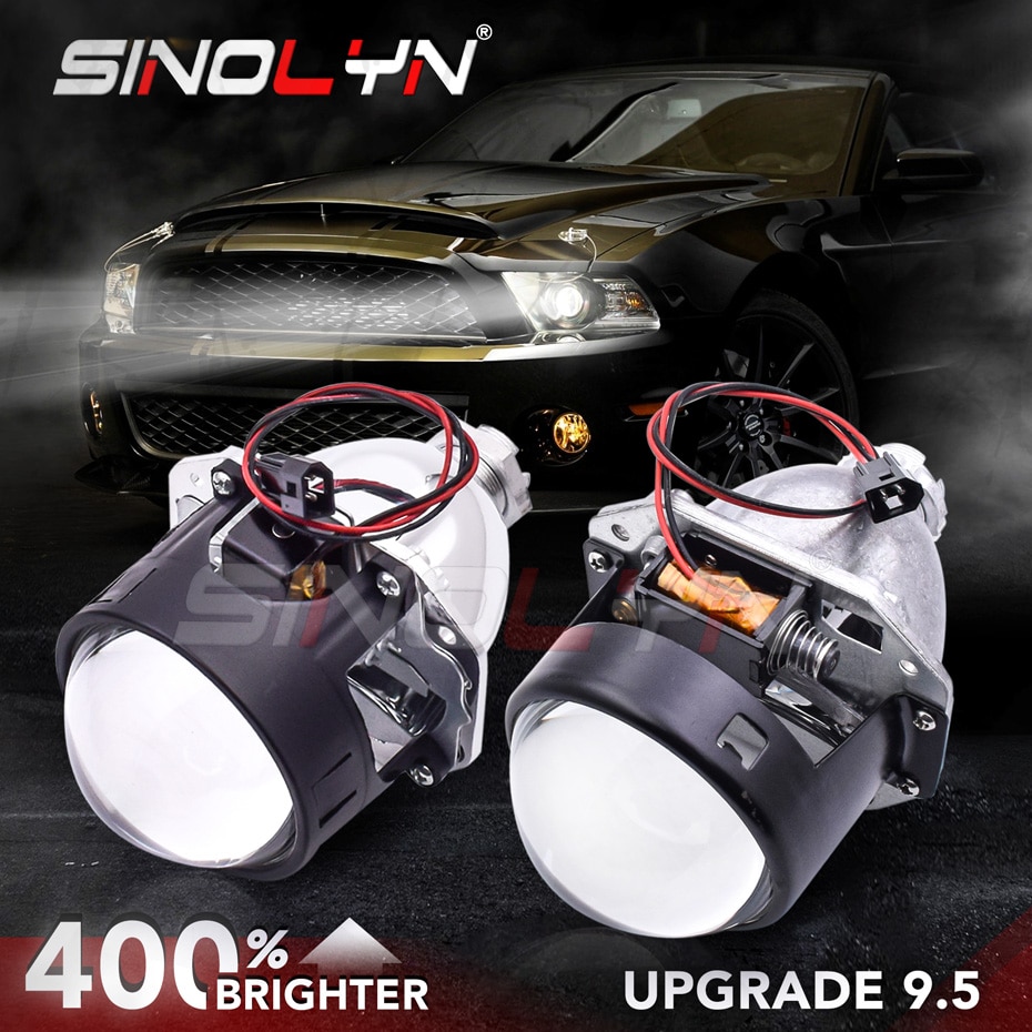 

Биксеноновые прожекторные линзы Sinolyn 2,5 дюйма 9,5 версии для H4 H7 фар, Светодиодные Автомобильные линзы DRL Halo, автомобильные аксессуары для использования H1 HID