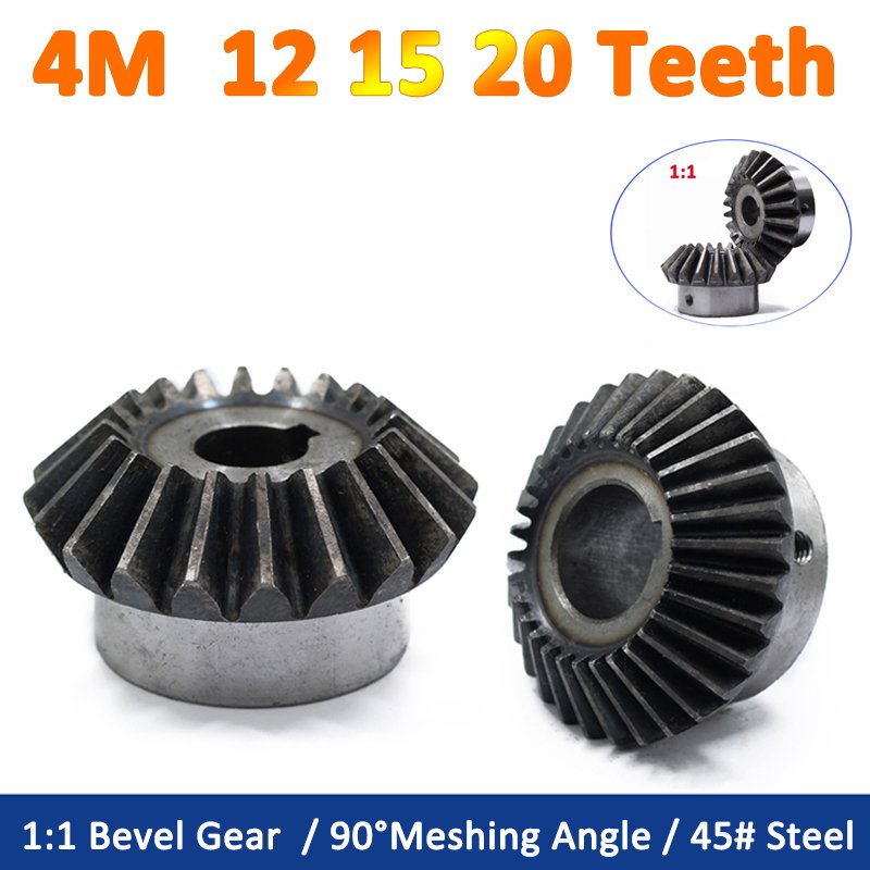 

1 шт., коническая шестерня 1:1, 4 м, 12, 15, 20 зубьев, 4 модуля, 12T, 15T, 20 T, 90 градусов, стальные шестерни, Keyway, отверстие 15, 16, 17, 18-40 мм