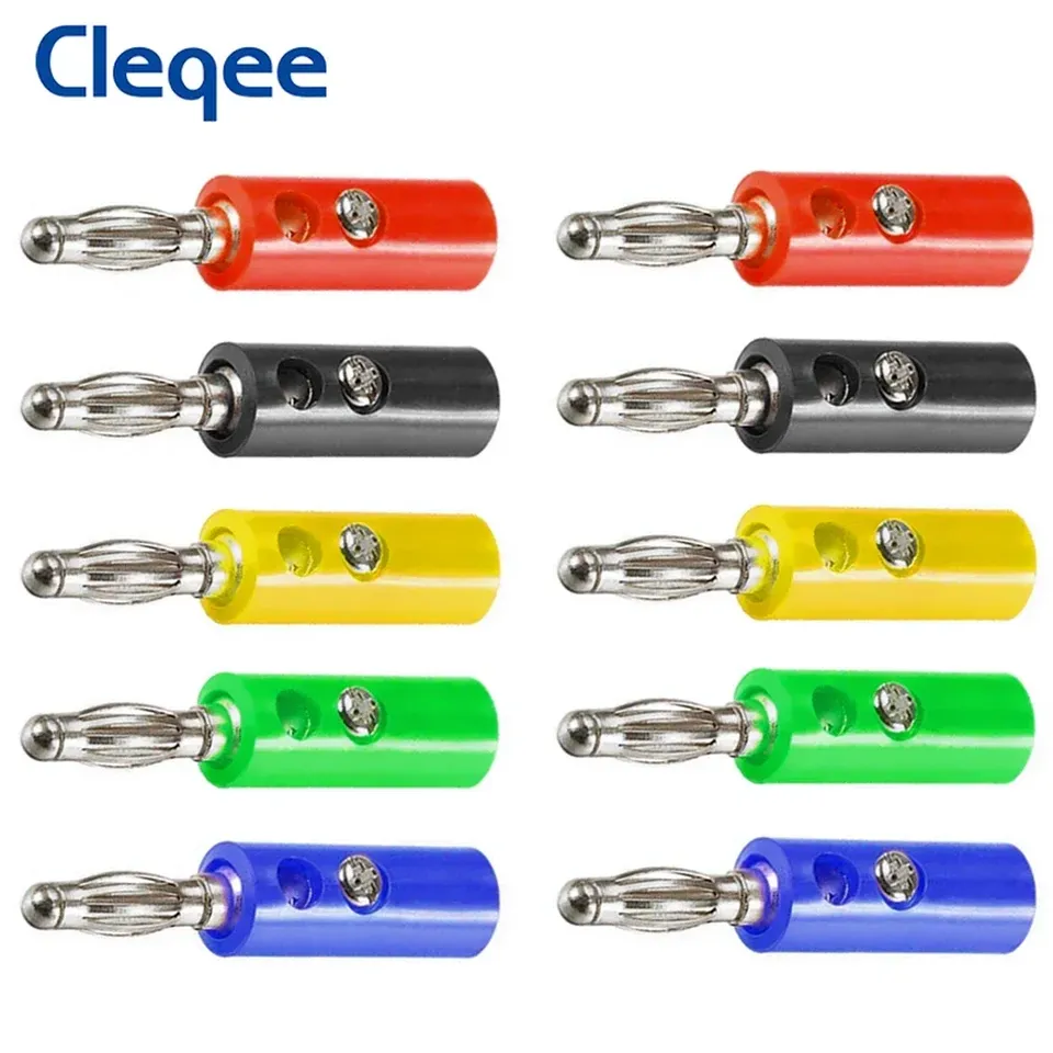 

Cleqee P3003 10 шт. 4 мм Штекерный разъем типа «банан», винт, аксессуары для самостоятельной сварки для аудиоколонки, 5 цветов