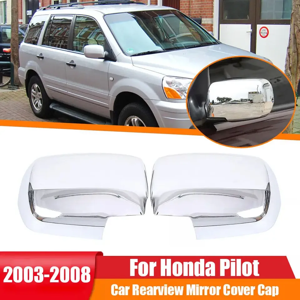 

Для Honda Pilot 2003-2008 Автомобильная наклейка на боковое зеркало заднего вида Крышка крыла Внешняя дверь Задний вид Накладка на корпус Серебристый Хром ABS
