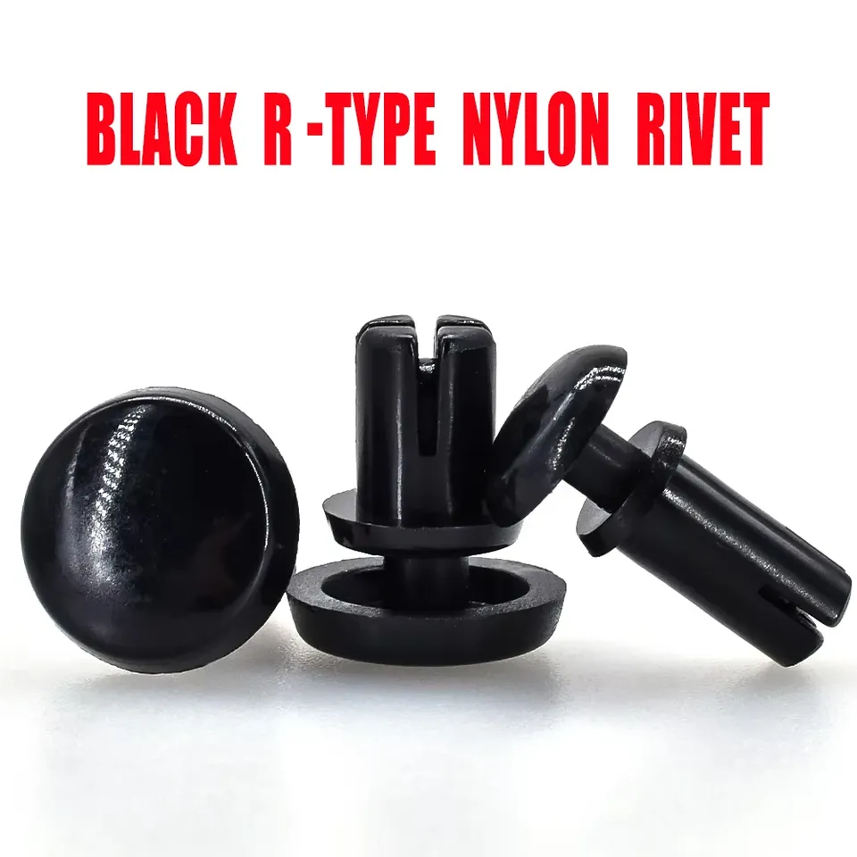 

White/Black R Type Nylon Rivet R2024-R6080 Clip PC Board Fastener Push-type Rivets Plastic Expansion R-Type Rivets 100pcs