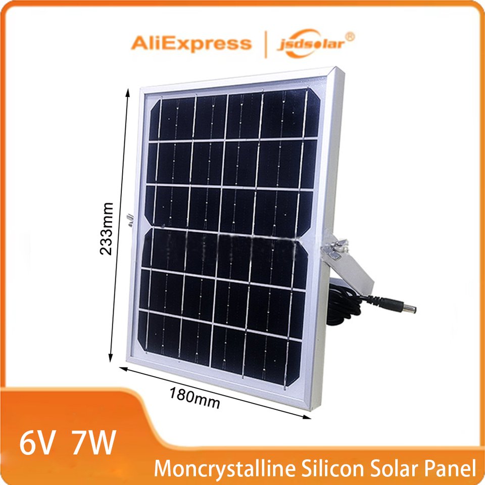

jsdsolar Монокристаллическая кремниевая солнечная панель 6 В 7 Вт 18 В 10/15/20 Вт Солнечная батарея Портативные фотоэлектрические панели с кабелем 3 м для кемпинга на открытом воздухе