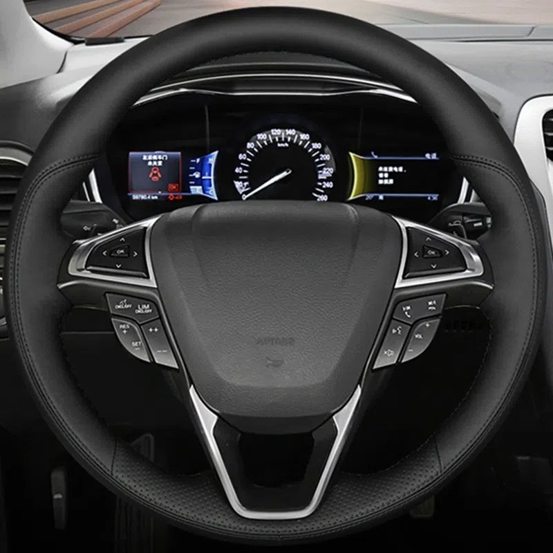 

Чехол на руль автомобиля из натуральной кожи для Ford Fusion Mondeo EDGE 2013-2016, чехол на руль «сделай сам», автомобильные аксессуары