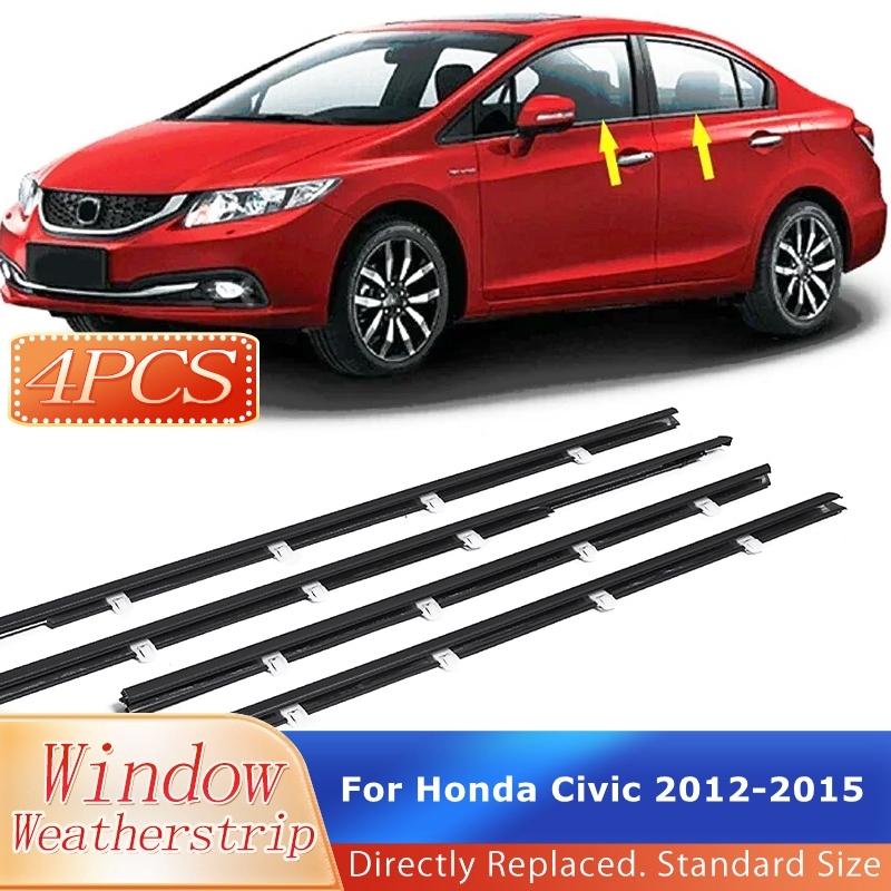 

4 шт. уплотнитель для окна для Honda Civic 2012-2015, внешнее стекло, уплотнительное ремень, уплотнительные резиновые полоски, водонепроницаемое стекло, уплотнение для окна