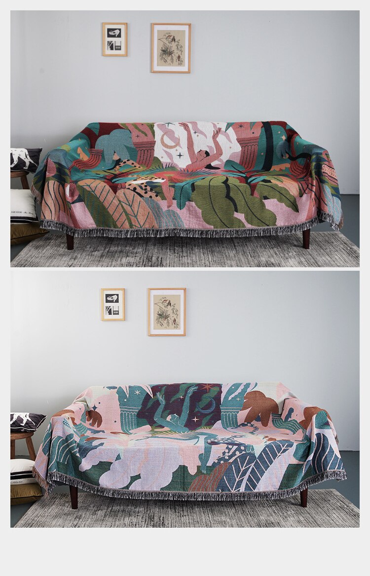 

Nordic Throw Blanket Multifunction Forest Dancer Travel Decoration Slipcover Cobertor Leaves Hanging Tapestry Sofa Bed Sheet