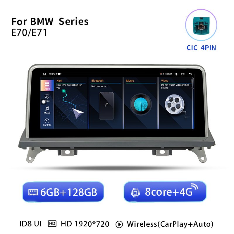 

Автомобильный мультимедийный плеер Android 14, для BMW X5 E70 X6 E71 2007-2013, радиоэкран, оригинальный CCC CIC, навигация, аудио Carplay