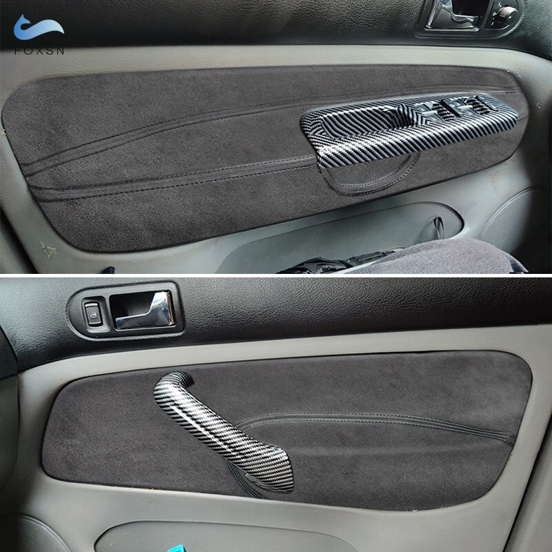 

Для VW Golf 4 MK4 Bora Jetta 1998 - 2005 LHD ТОЛЬКО 4-дверный автомобильный внутренний подлокотник передней двери панель Крышка отделка замша кожа черная линия