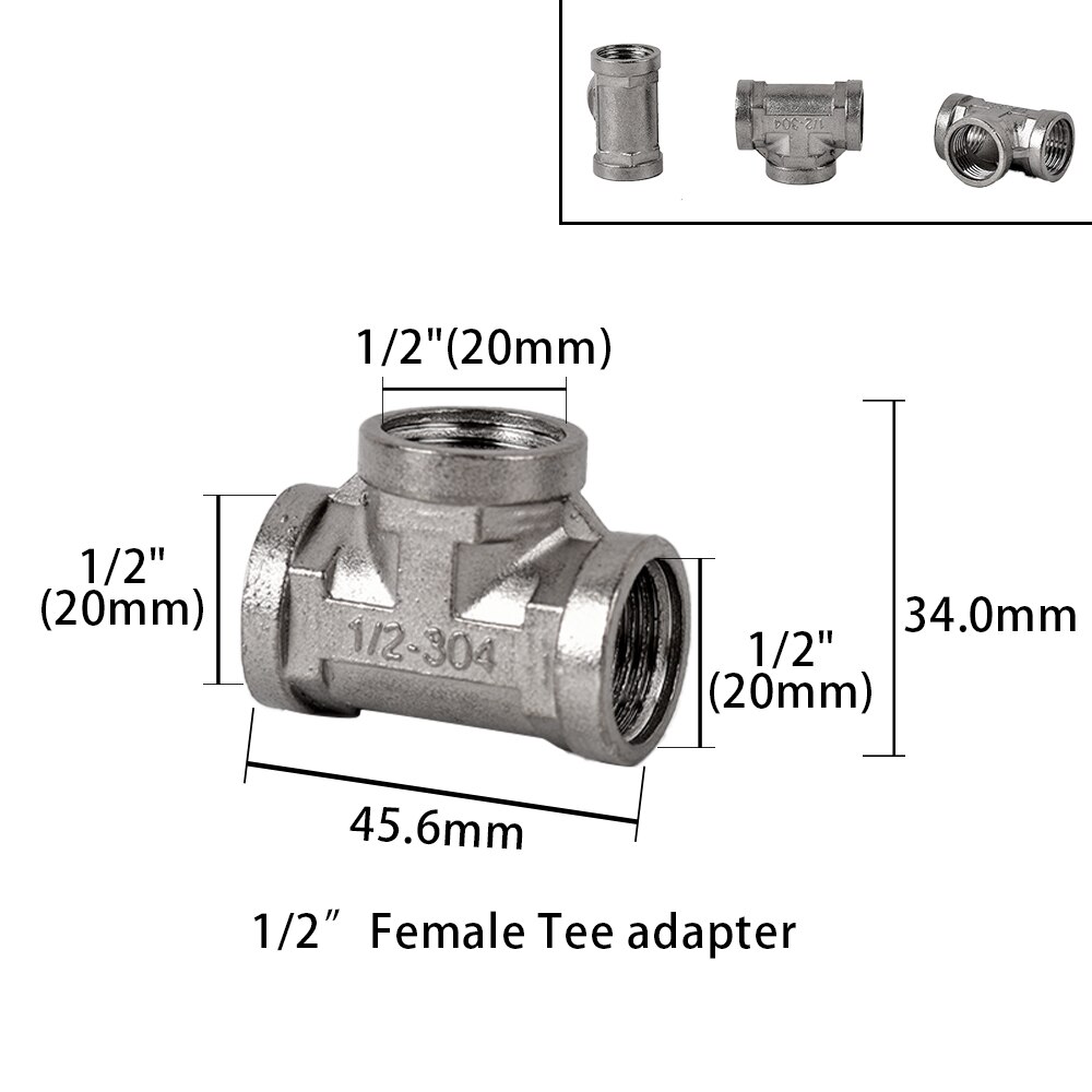 

Металлический тройник 1/2" 3/4" BSP