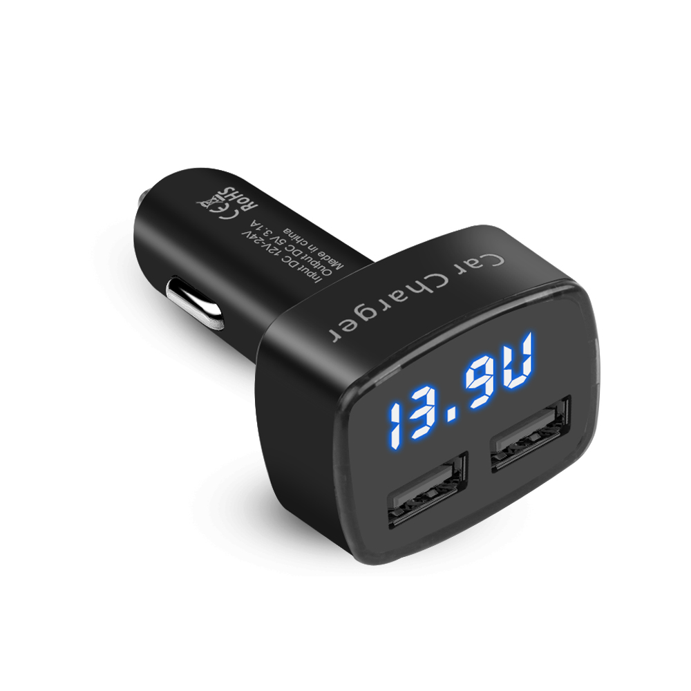 

4 в 1 Автомобильное зарядное устройство с двойным USB-выходом адаптер питания для телефона цифровой вольтметр тестер тока термометр дисплей 3,1 а универсальный