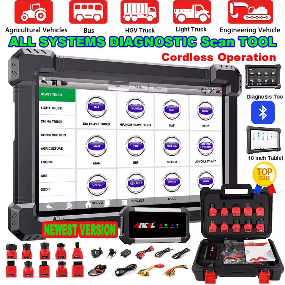 

ANCEL X7 HD Heavy Duty Truck Полная система диагностики Инструмент OBD2 Сканер Ноутбук для грузовика Грузовик Масло DPF Реген ECU Сброс батареи