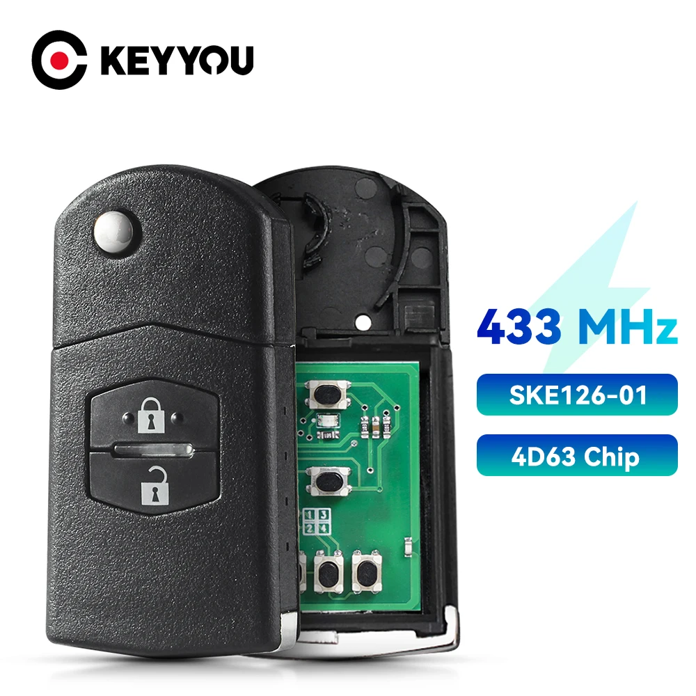 

KEYYOU, 2/3/4 кнопок, дистанционный ключ для Mazda 2, 3, 5, 6, 8, Φ, ID, KPU41788, ID, 4D63 313,8/315/433 МГц