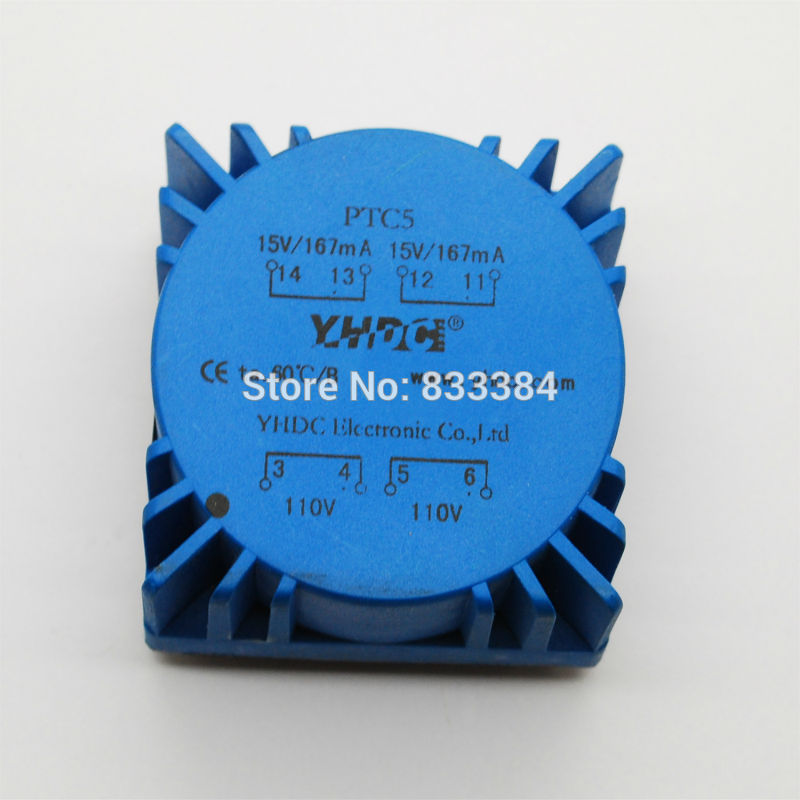 

Тороидальный трансформатор аудио 5VA 110V 15V