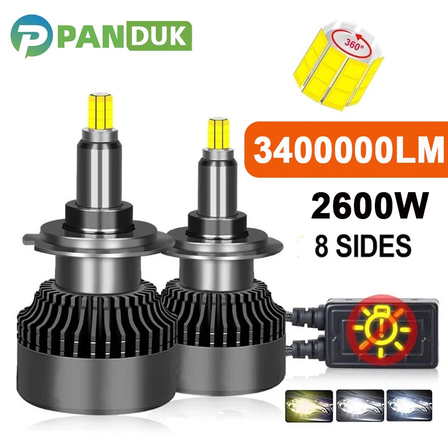 

PANDUK H7 LED Canbus 360 H4 H1 3400000LM 800 Вт HB3 HB4 9012 Bi Led Линза проектора H11 9005 Автомобильная фара Противотуманная фара 6000K