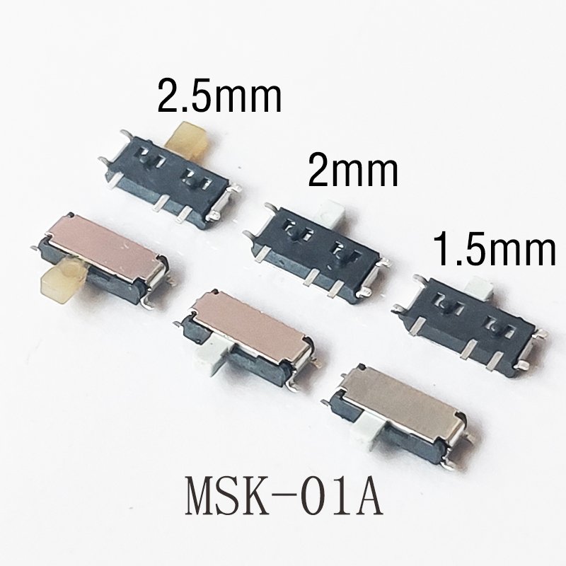 

20 шт. упаковка катушек MSK-01A H = 1,5/2/2,5 мм 7-контактный SMT мини-ползунковый переключатель 2-позиционный микротумблер 1P2T игрушечный миниатюрный переключатель