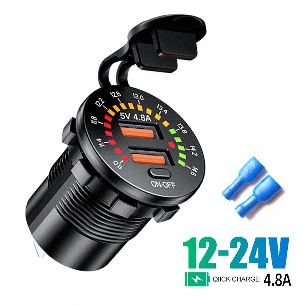 

Автомобильное зарядное устройство с двумя USB-портами QC 3,0, 36 Вт, 12 В, 24 В