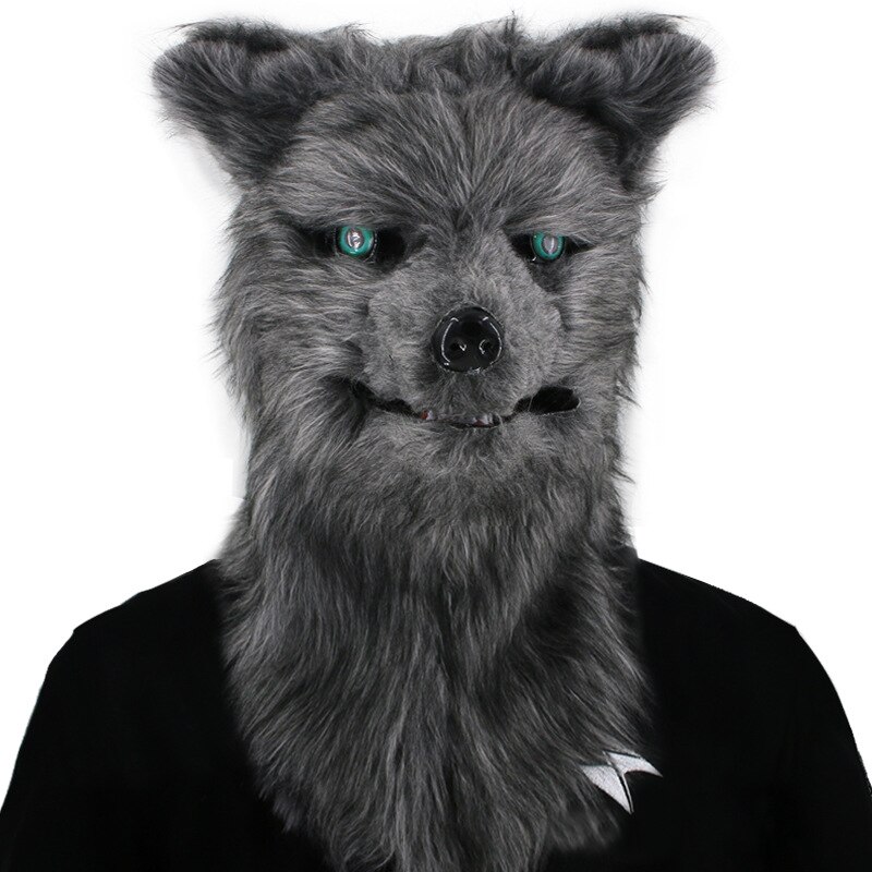 

Маска лисы с подвижным ртом, костюм на Хэллоуин, вечерние маски для косплея, маски волка, животное, панда, хаски, орангутанг, маска из искусственного меха