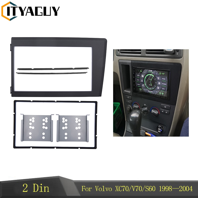 

Рамка автомобильного DVD-радио с двойным DIN для Volvo XC70 V70 S60 1998–2004 гг., лицевая панель, монтажный комплект 2 Din, лицевая панель, лицевая панель CD-радио