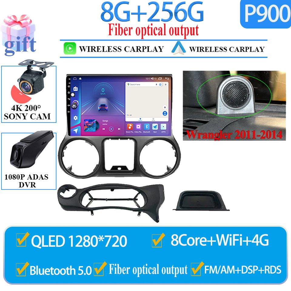 

Автомобильный радиоприемник Android 14 для Jeep Wrangler 3 JK 2011-2018 LHD/RHD Мультимедийный плеер GPS-навигация 5G wifi BT HDR QLED Экран DVD